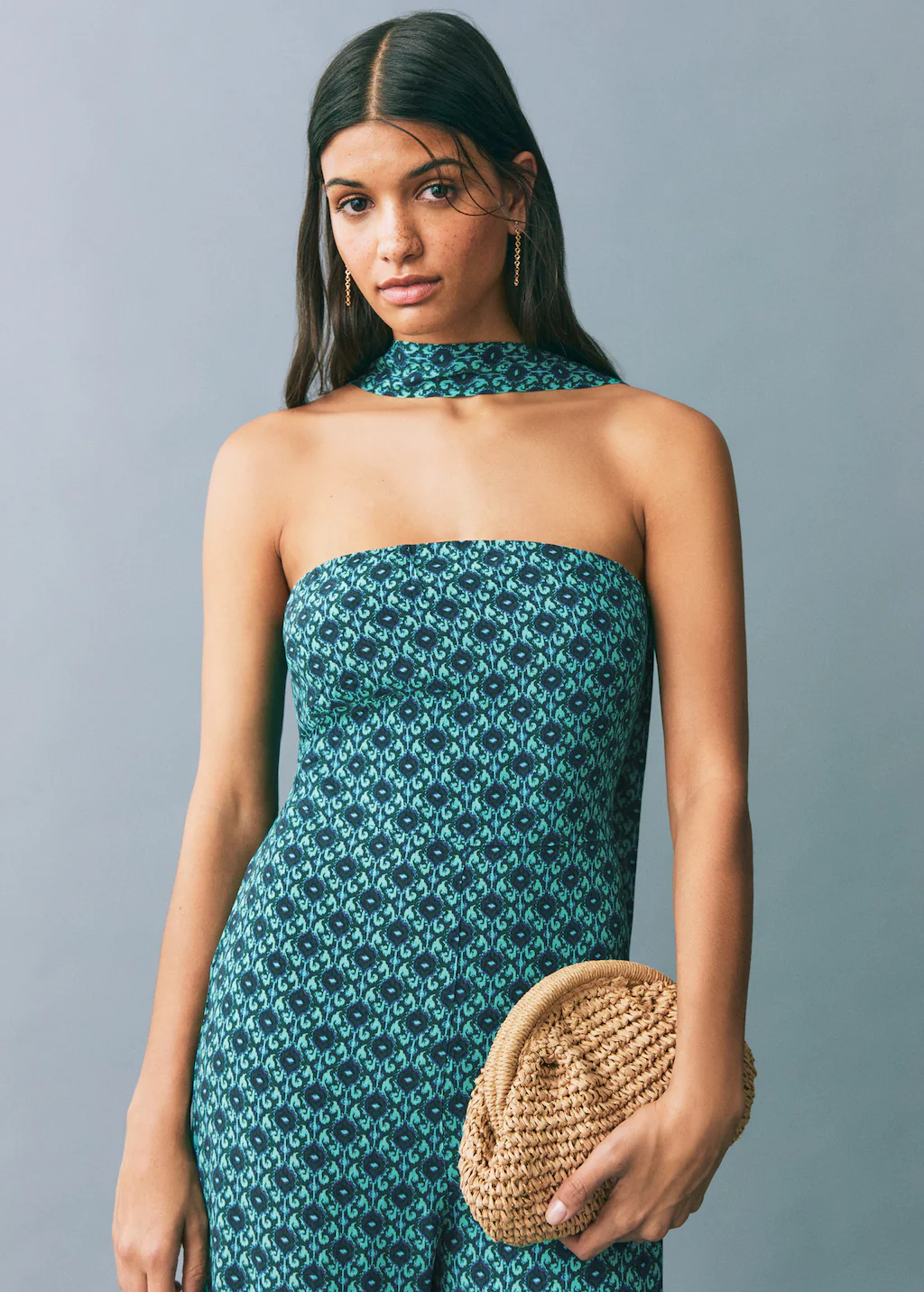 Long printed jumpsuit - Turquoise