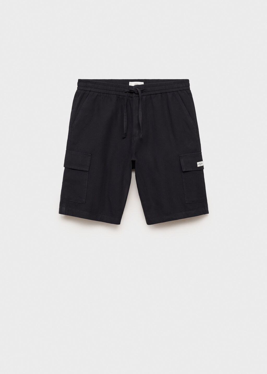 Cotton linen cargo shorts - Black