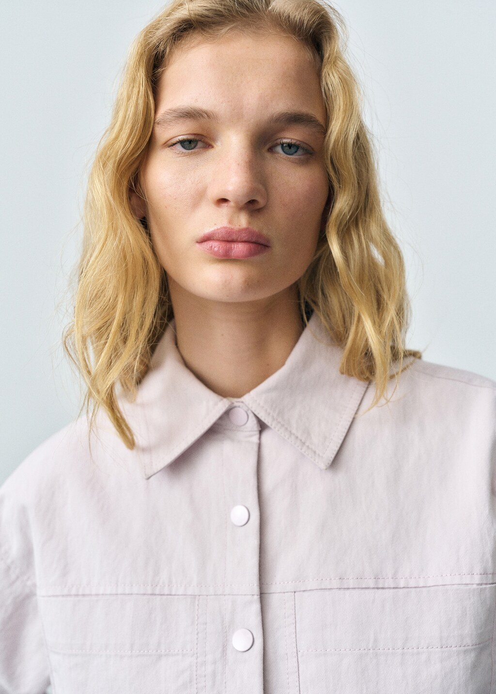 Gathered denim jacket - Lilac