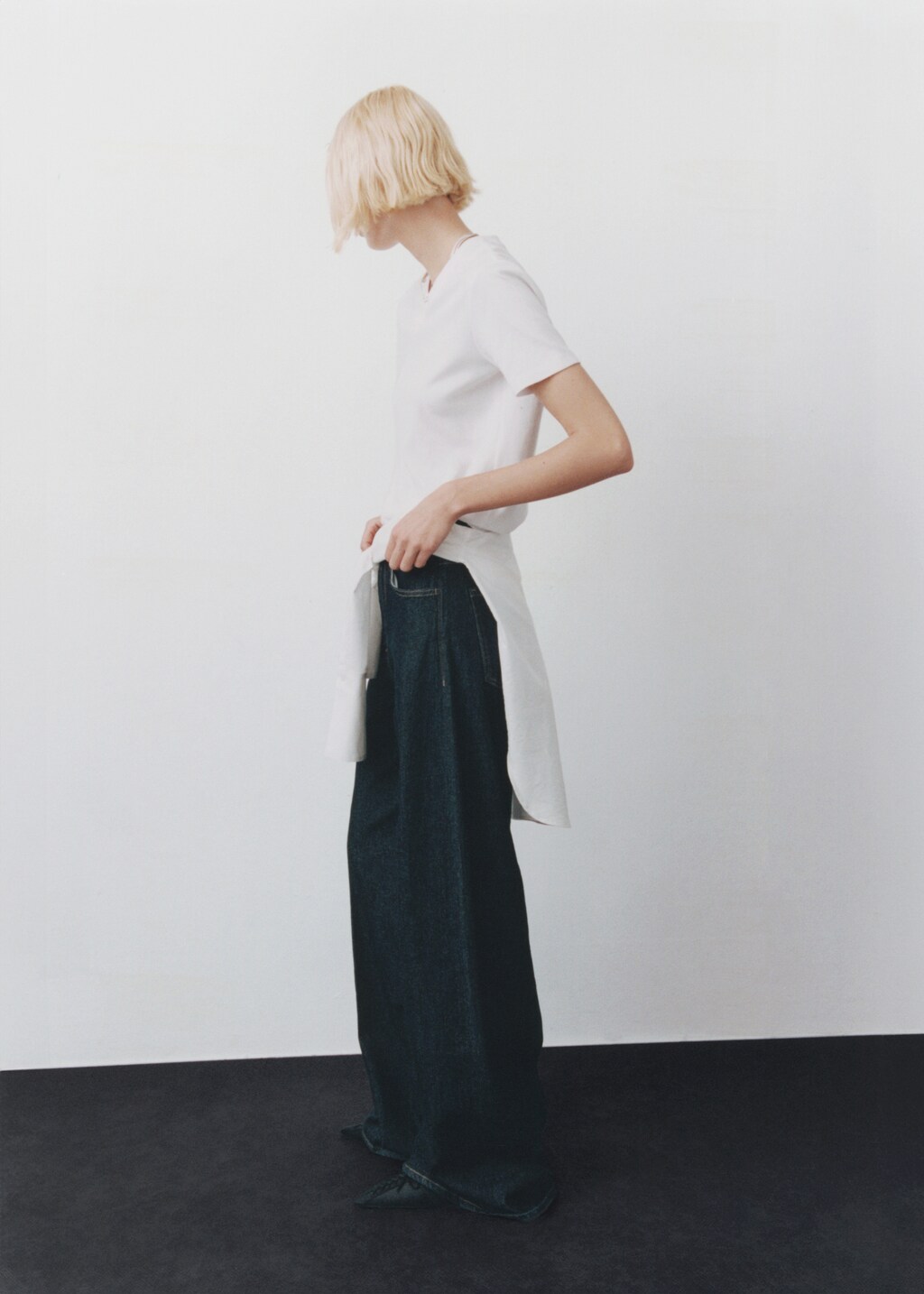 V-neck cotton T-shirt - Medium Brown