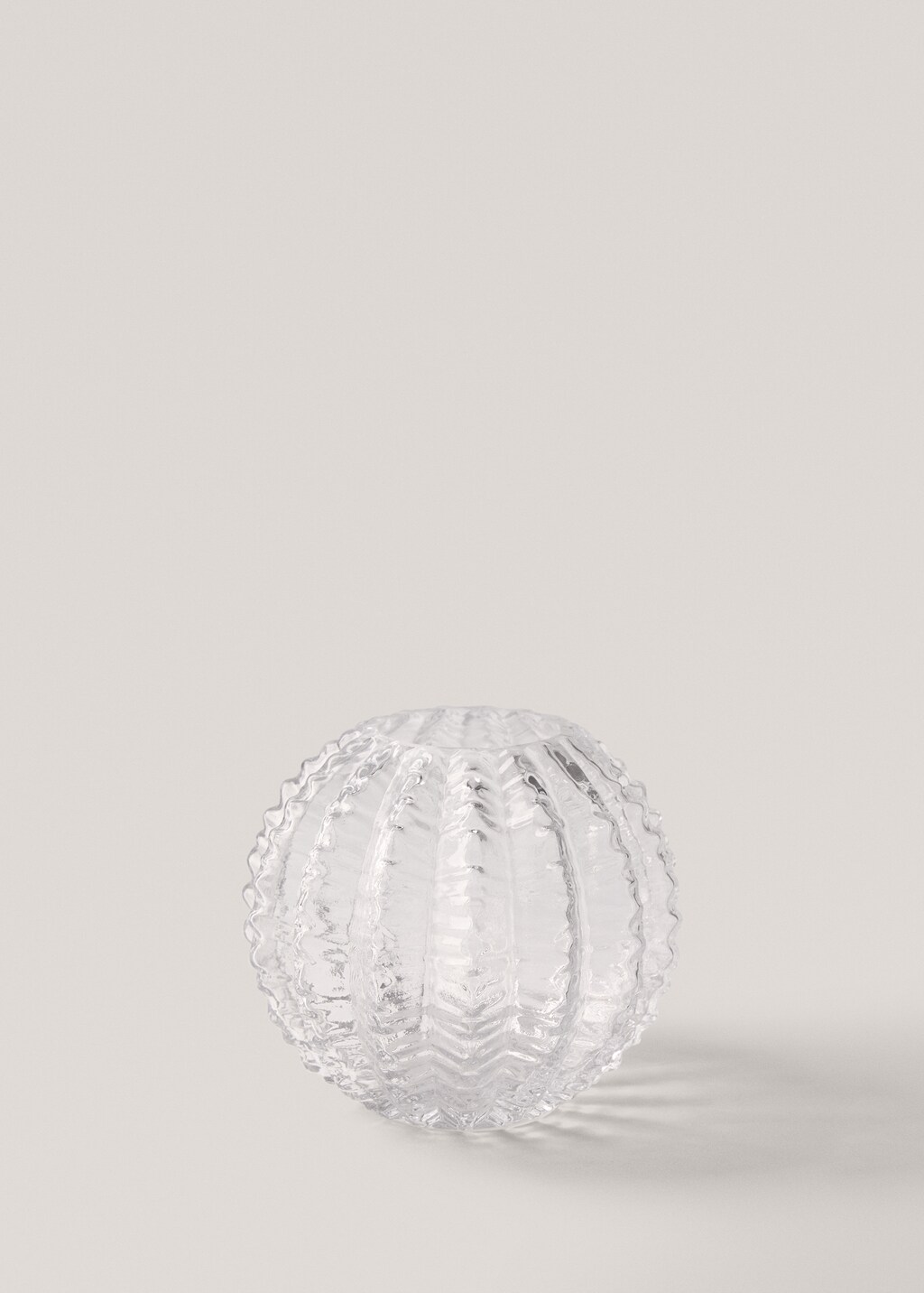 Textured round glass vase - Ice Grey