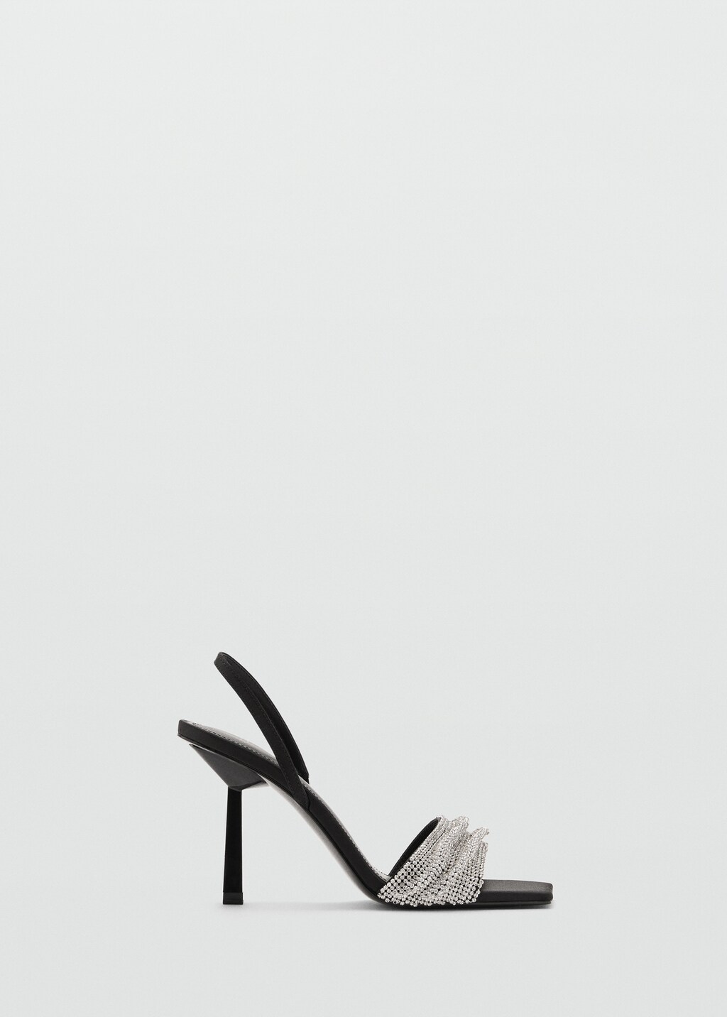 Heeled sandal with strass strap - Black