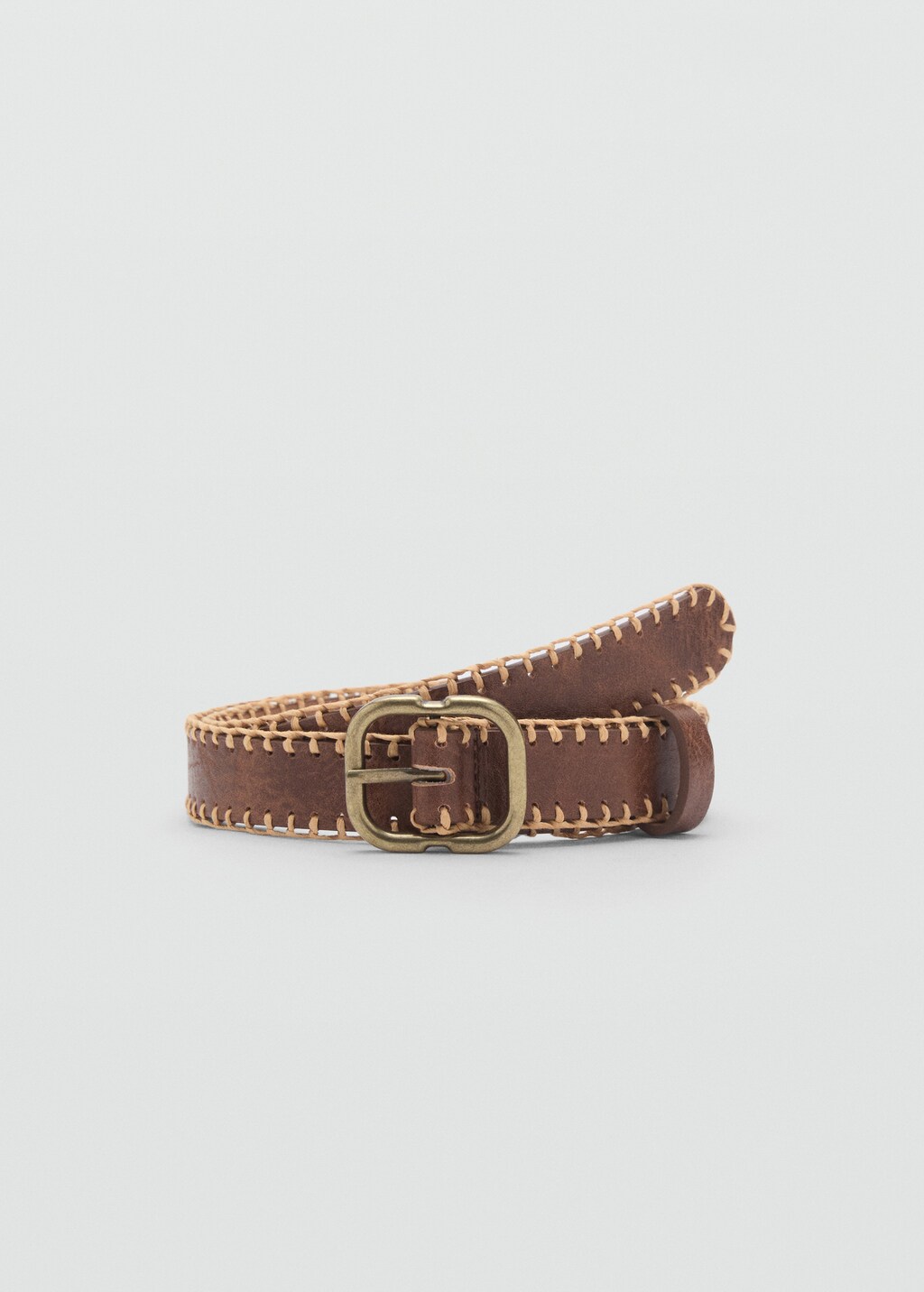 Belt with decorative stitching - Brown