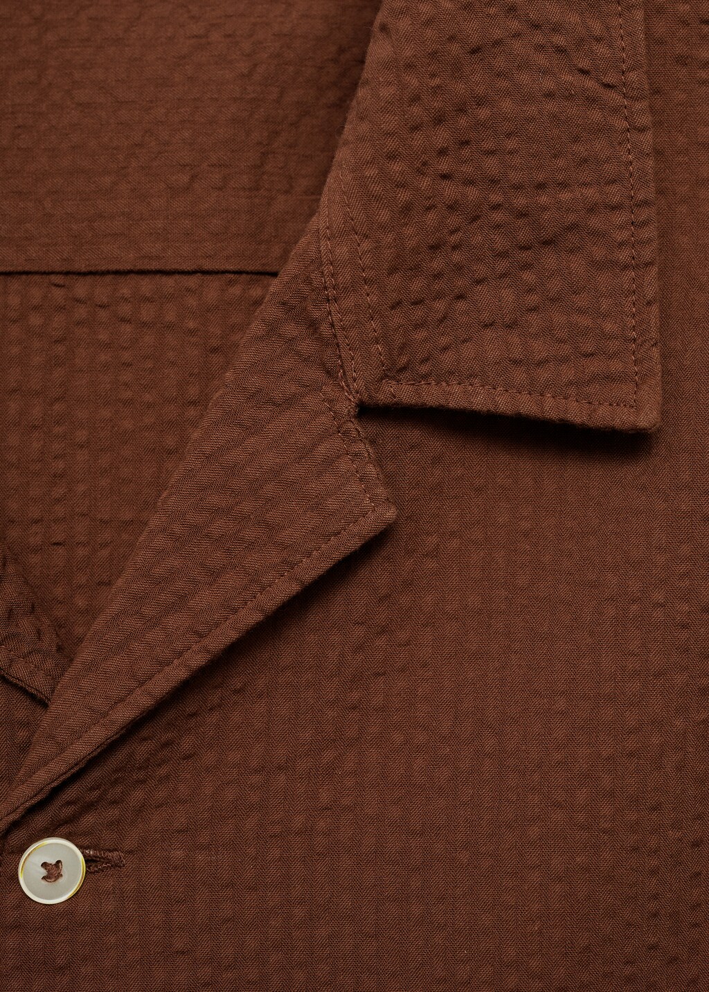 Regular-fit 100% seersucker cotton shirt - Burgundy