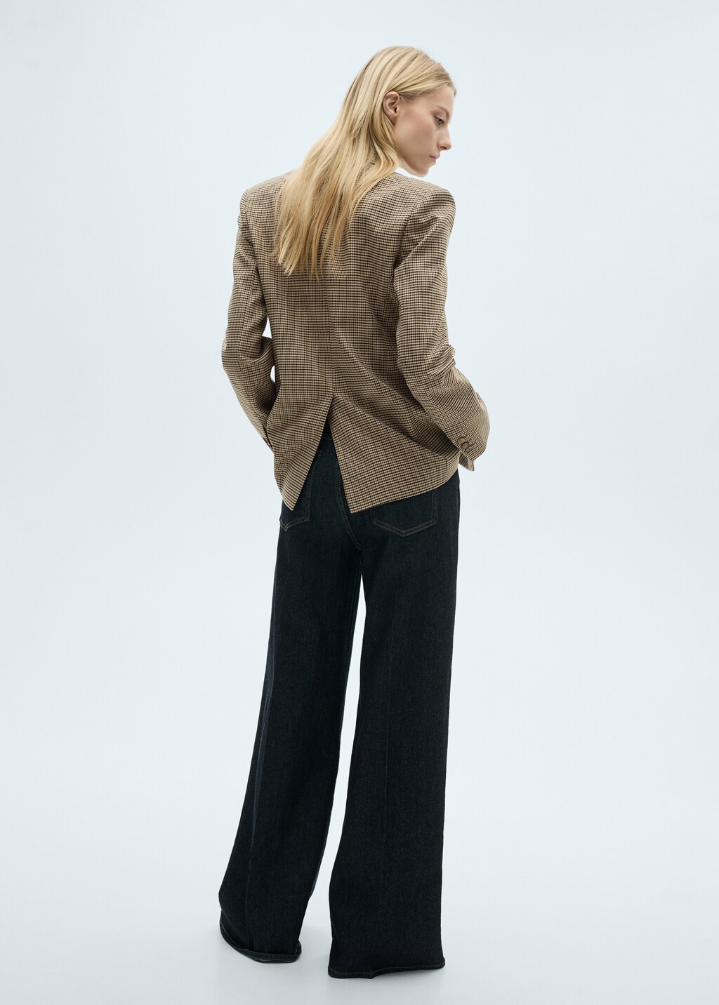 Straight-fit micro-houndstooth jacket - Brown