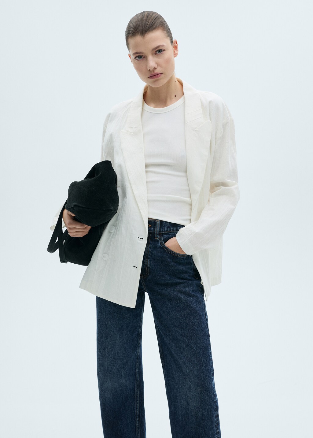 Creased-effect suit jacket - White