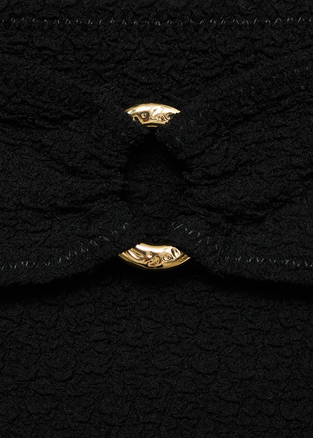 High-waisted towel-effect bikini bottom - Black