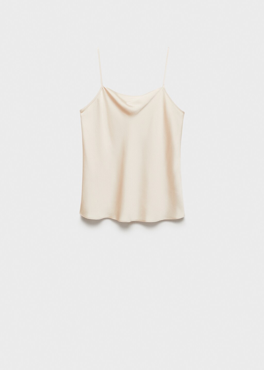 Satin top with draped neckline - Ecru
