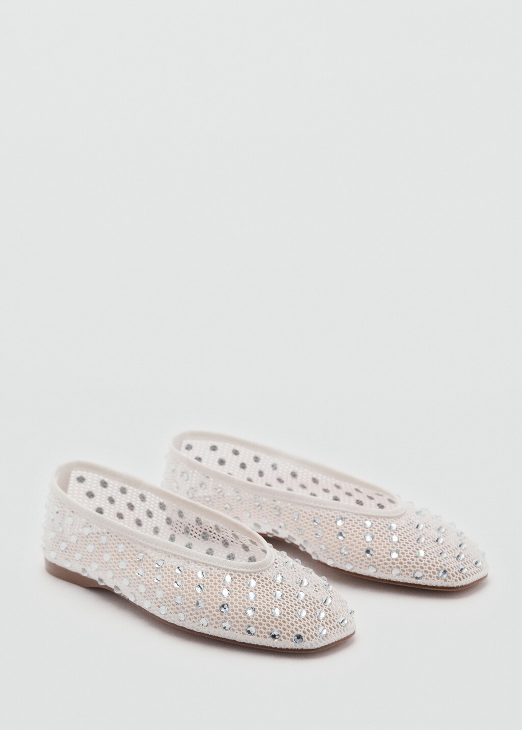 Mesh shoes with rhinestone detail - White