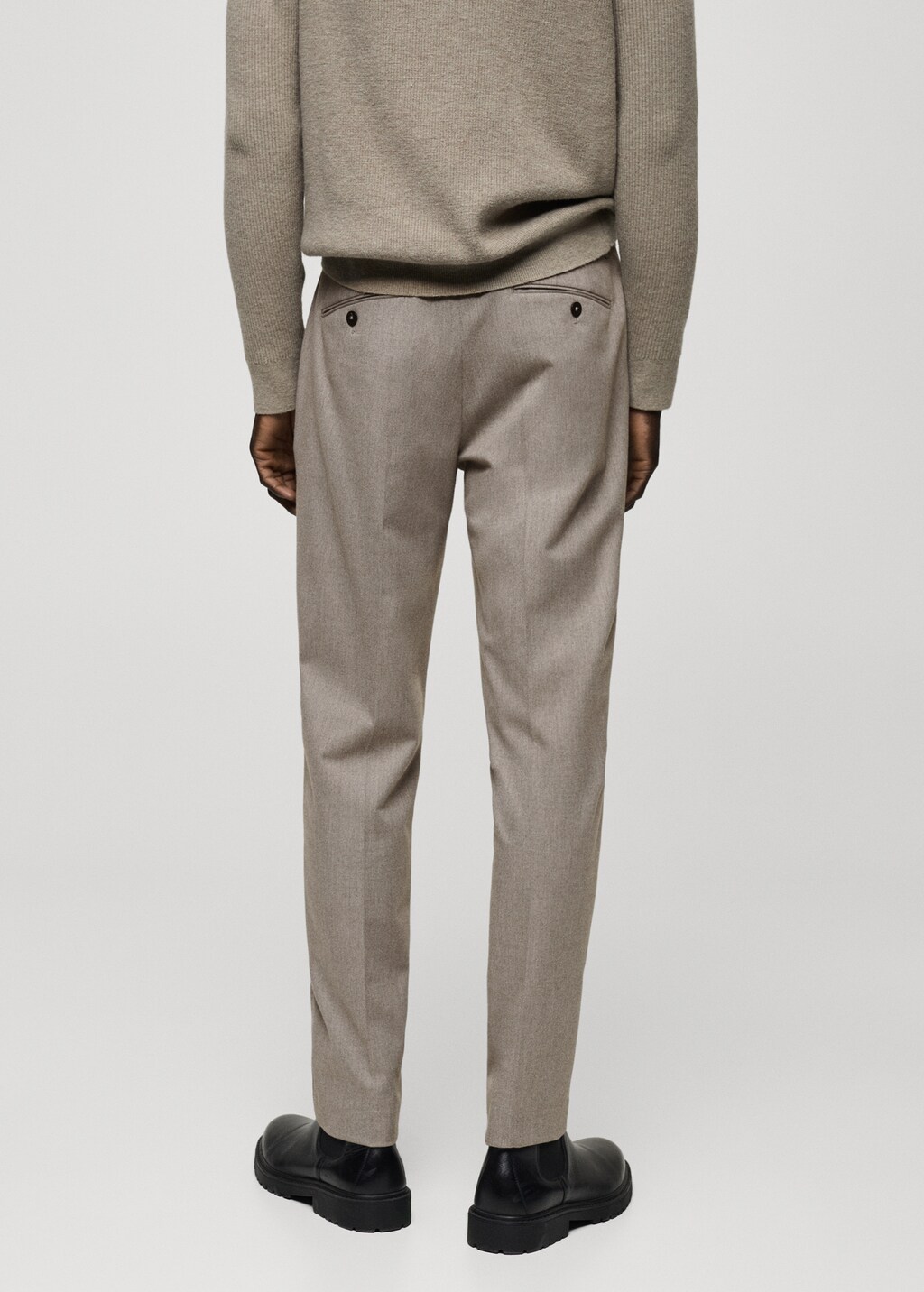 Slim-fit flannel trousers - Dark Navy