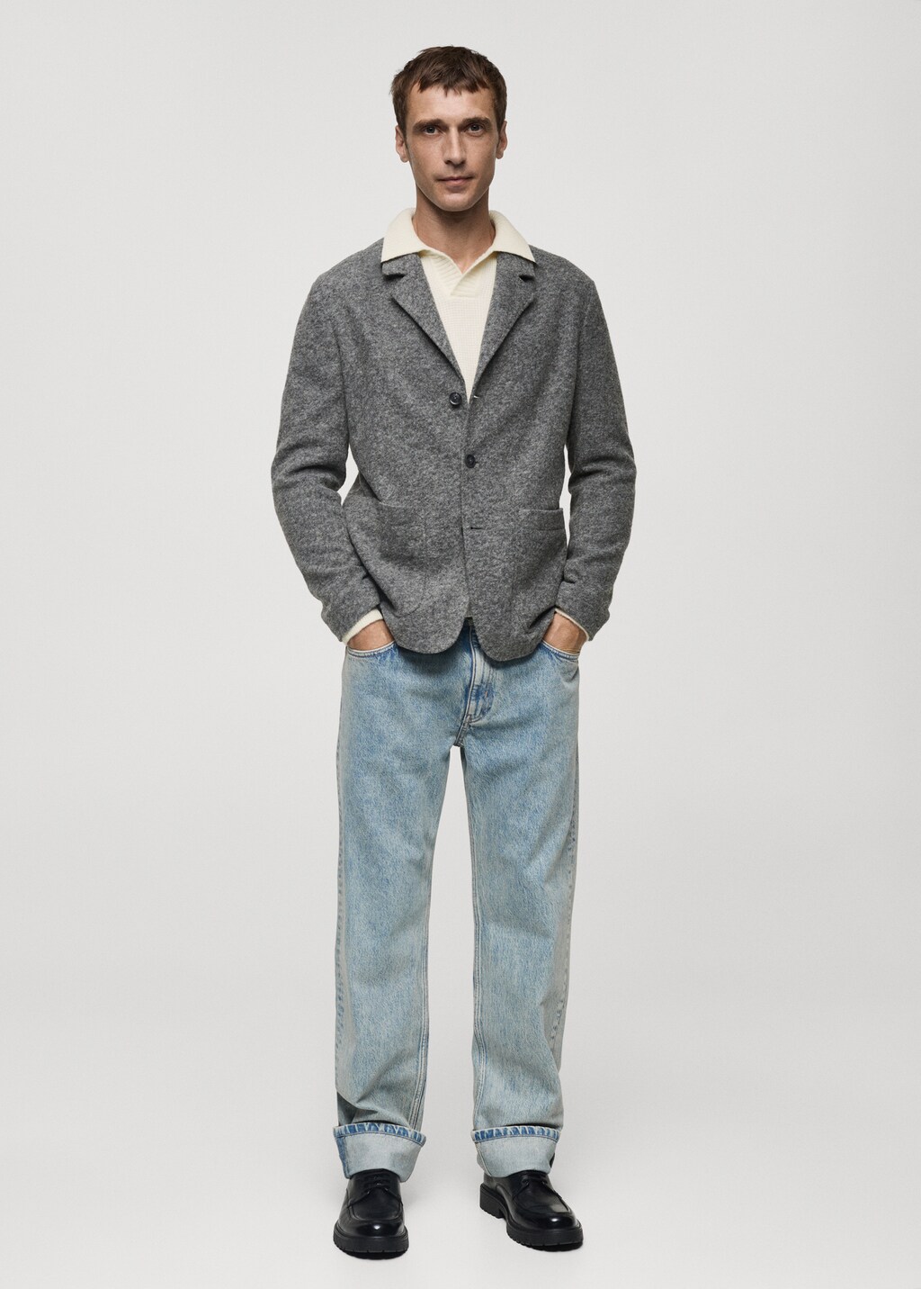Slim fit flecked wool blazer - Grey