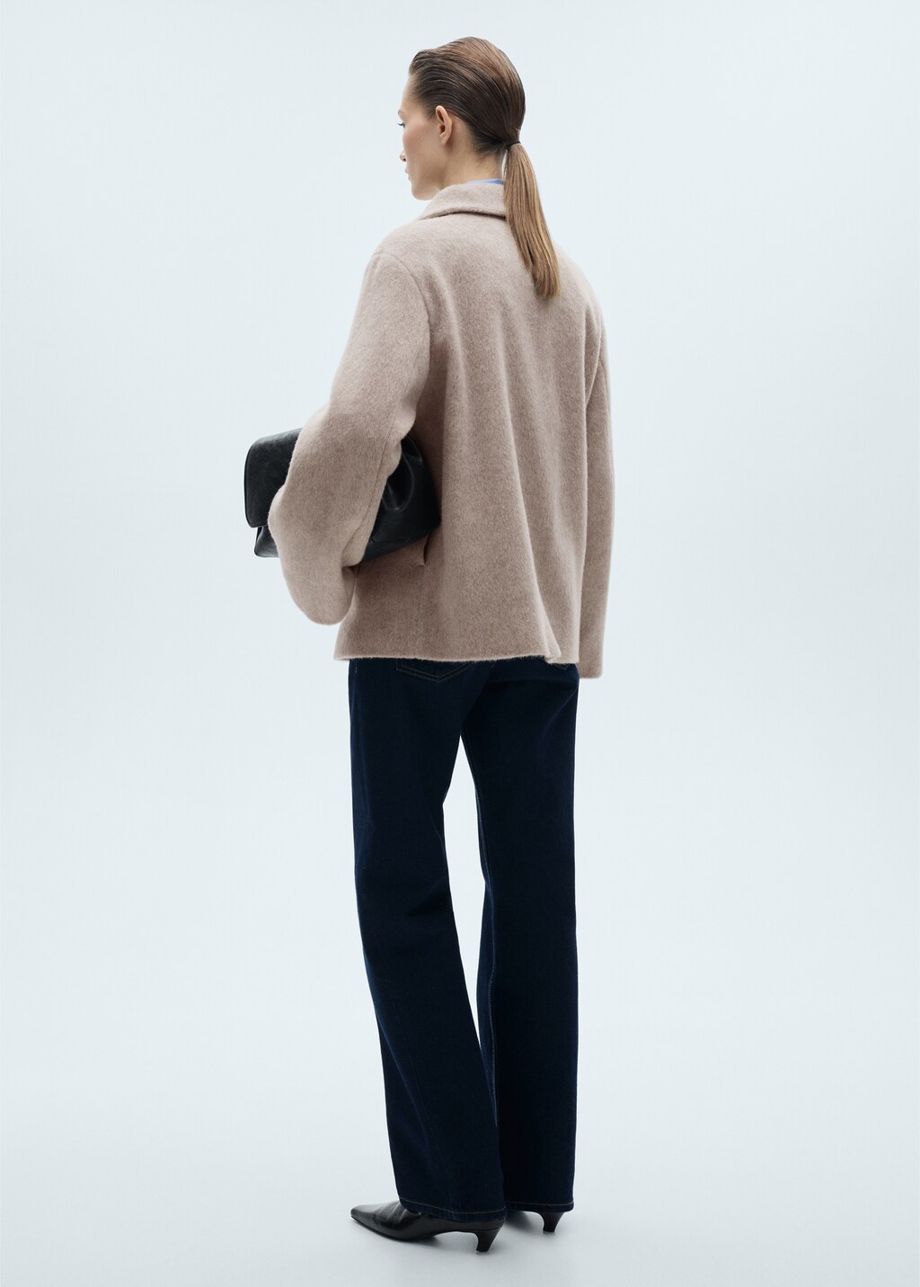 Turtleneck wool coat - Beige