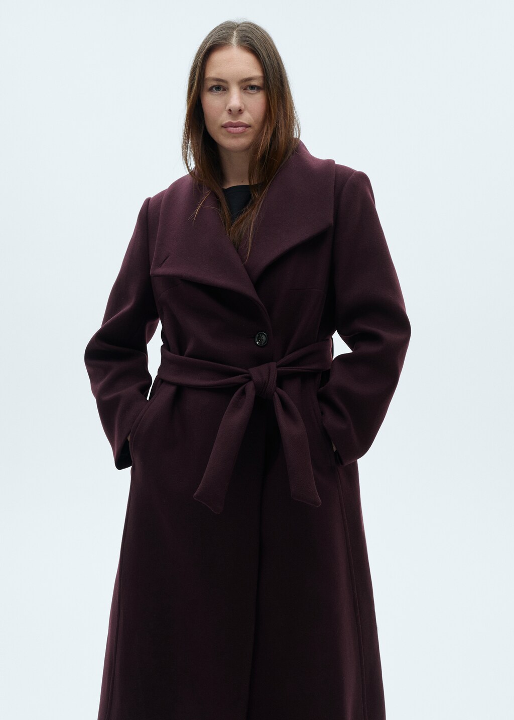 Manteco wool coat with belt - Maroon