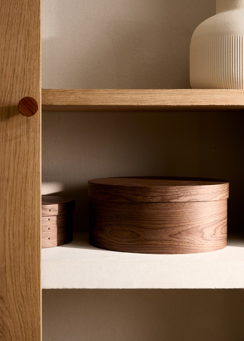 Medium oval wooden box - Sand