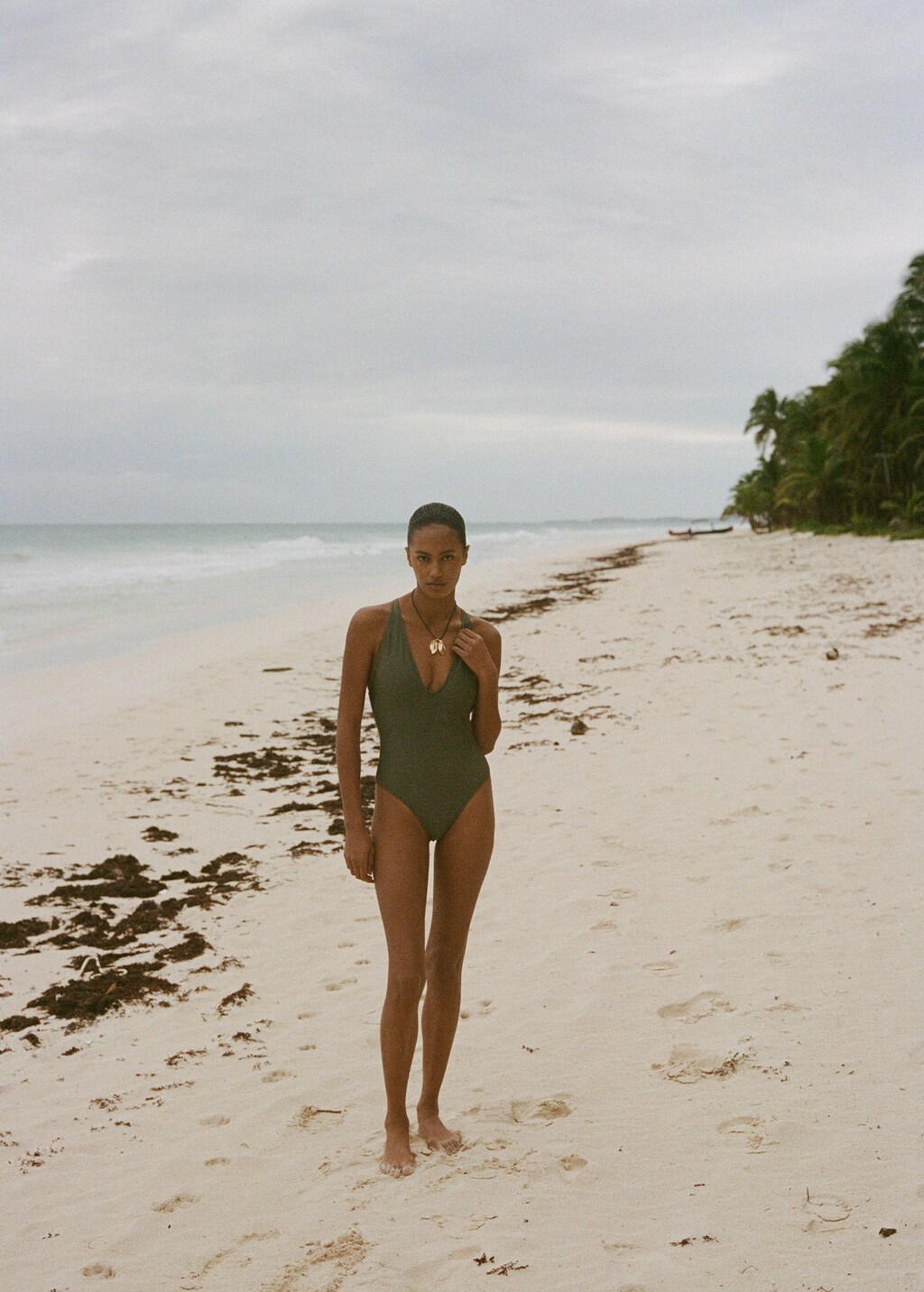 Swimsuit with back straps - Khaki