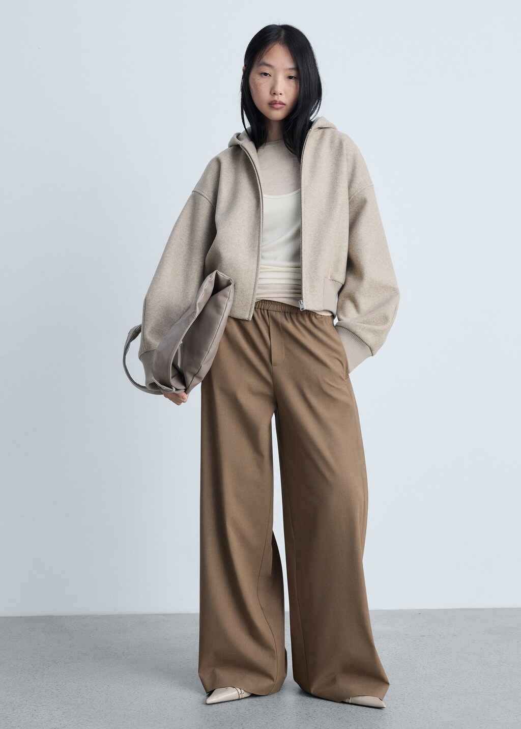 Wideleg jogger trousers - Medium Brown