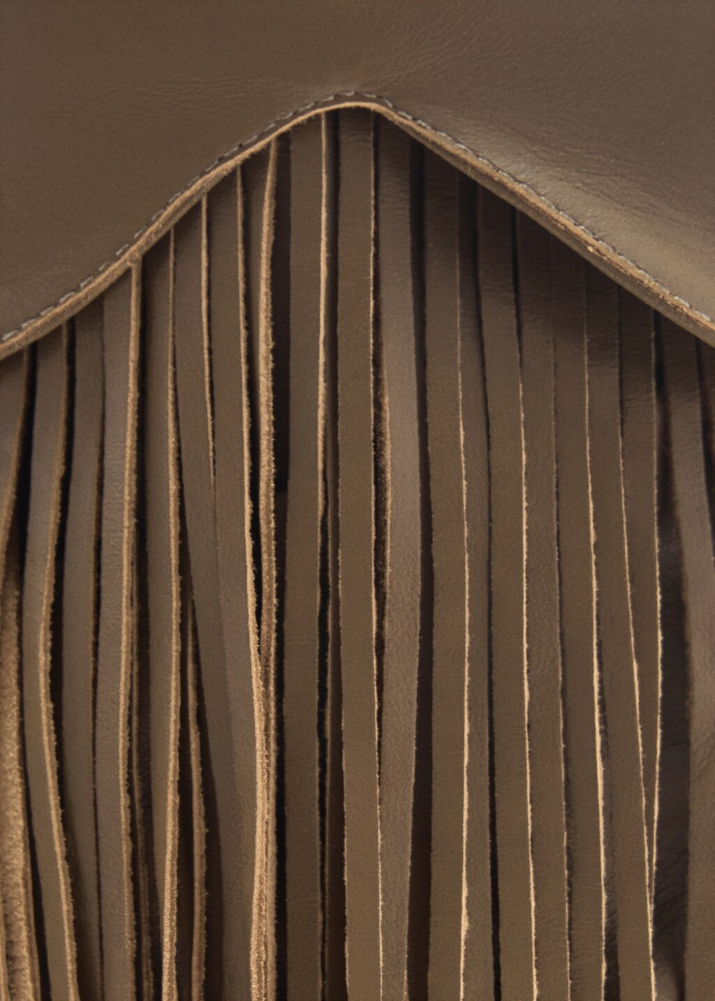 Leather ankle boot with fringe heel - Khaki