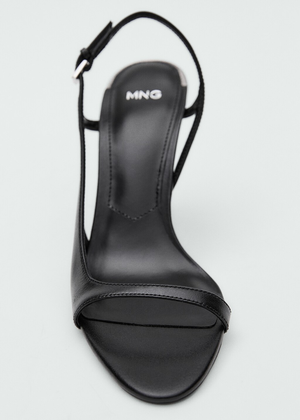 Leather sandals with asymmetrical heel - Black