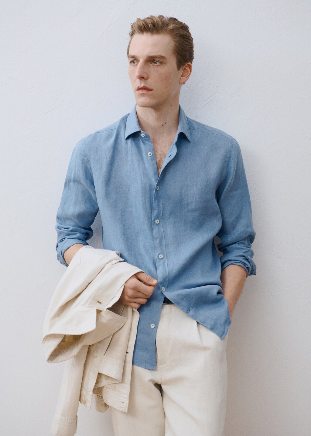 100% linen regular-fit shirt - Curry