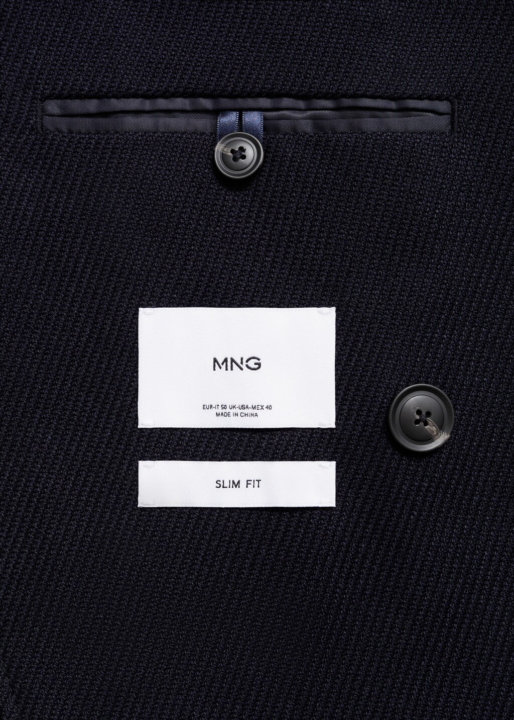 Twill slim-fit double-breasted jacket - Dark Navy