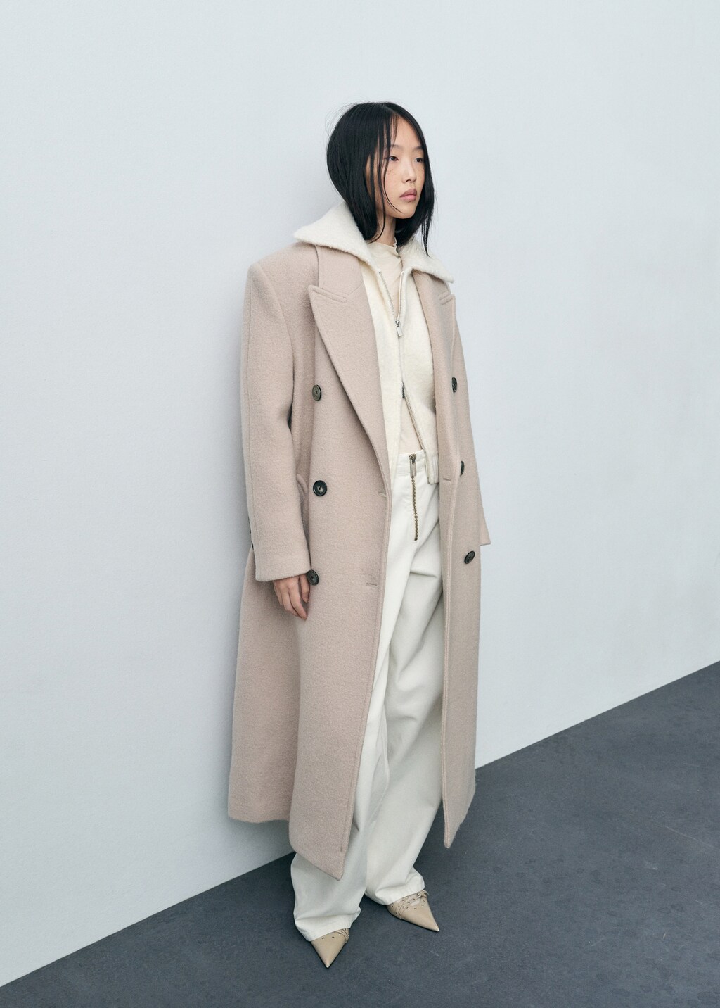 Bouclé wool-blend jacket - Ecru