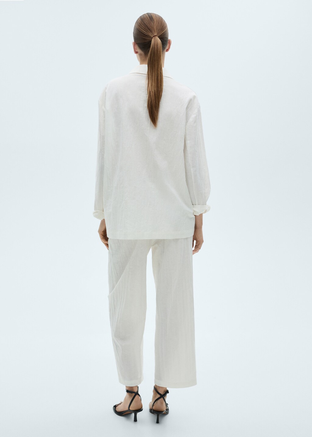 Linen-blend culotte suit trousers - White