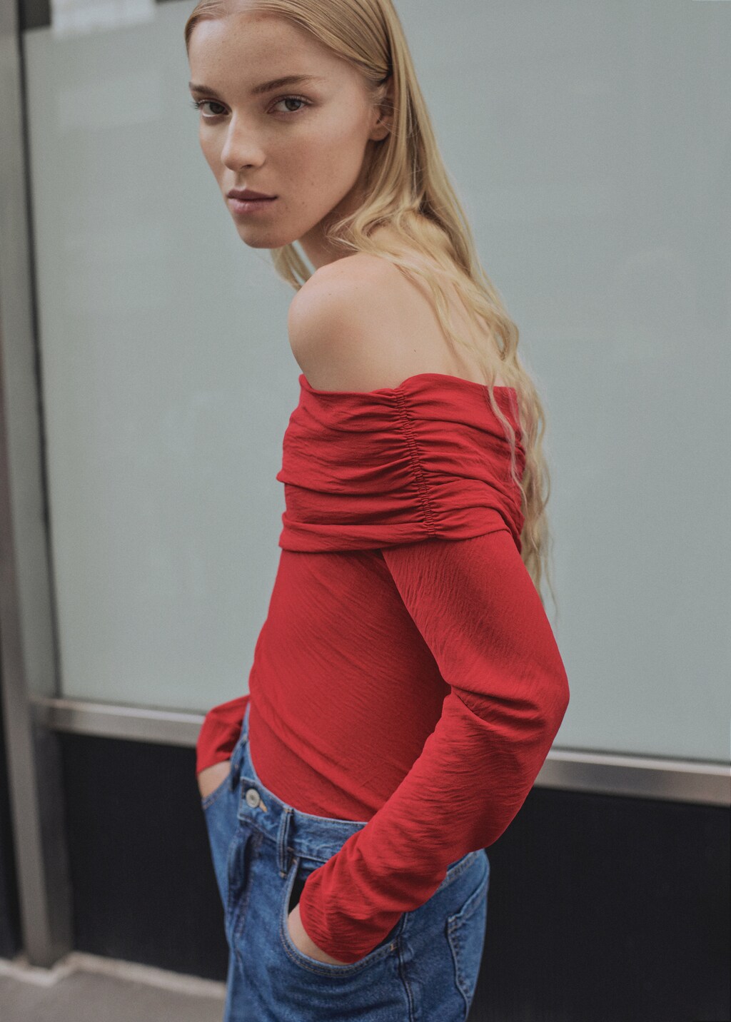 Off shoulders blouse - Red