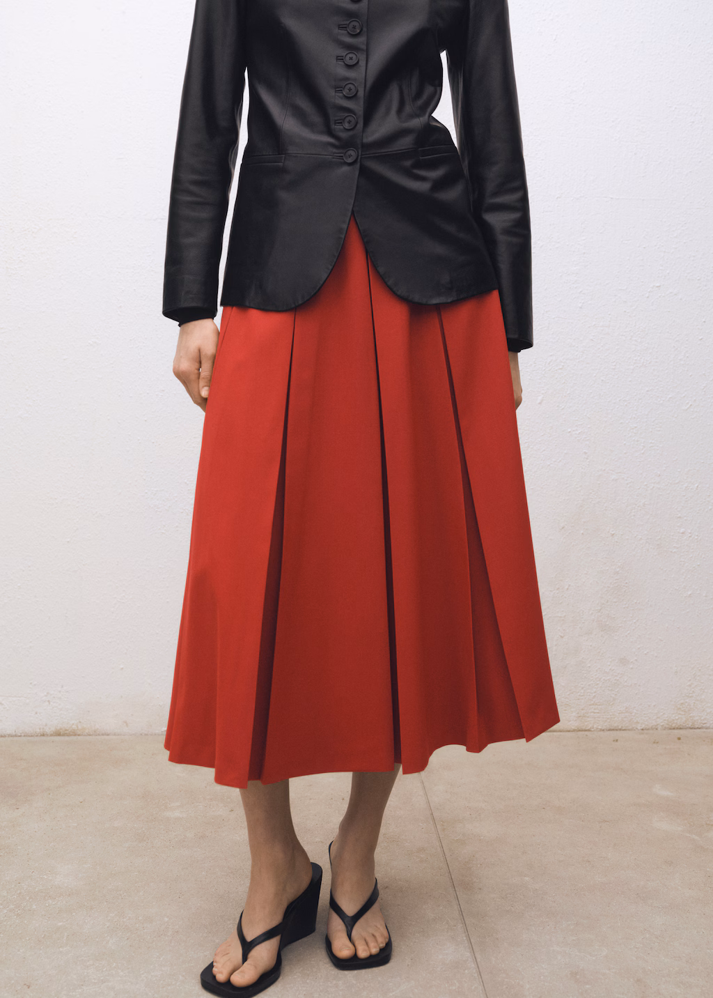 Wool-blend pleated skirt - Red