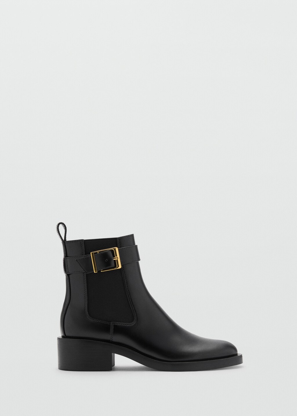 Ankle boots with elastic panel and buckle - Black