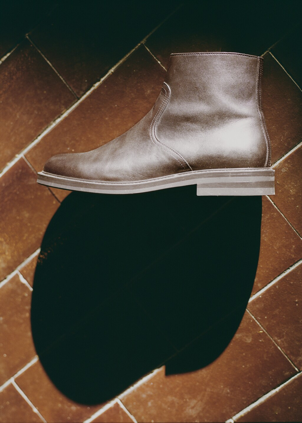 Zipped leather ankle boots - Brown