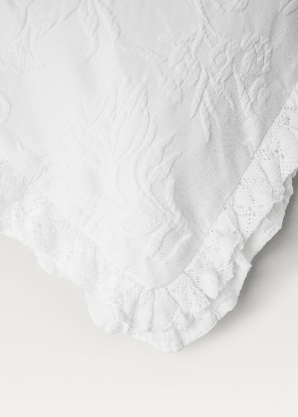 Jacquard cotton floral pillowcase 50x50 cm - White