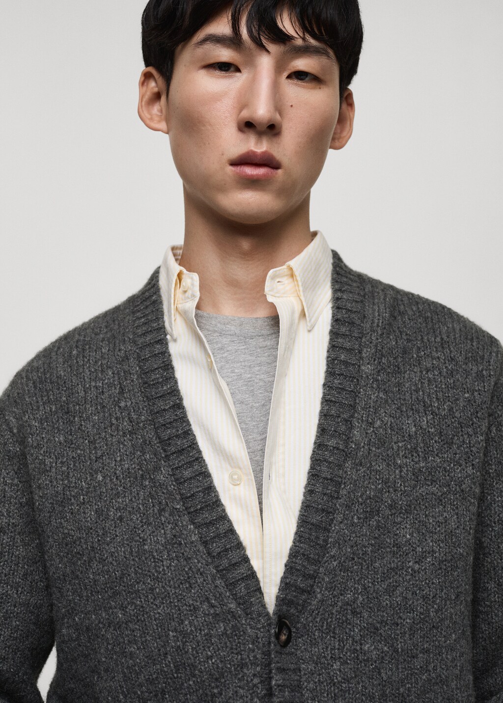 Knitted wool blend cardigan - Medium Heather Grey