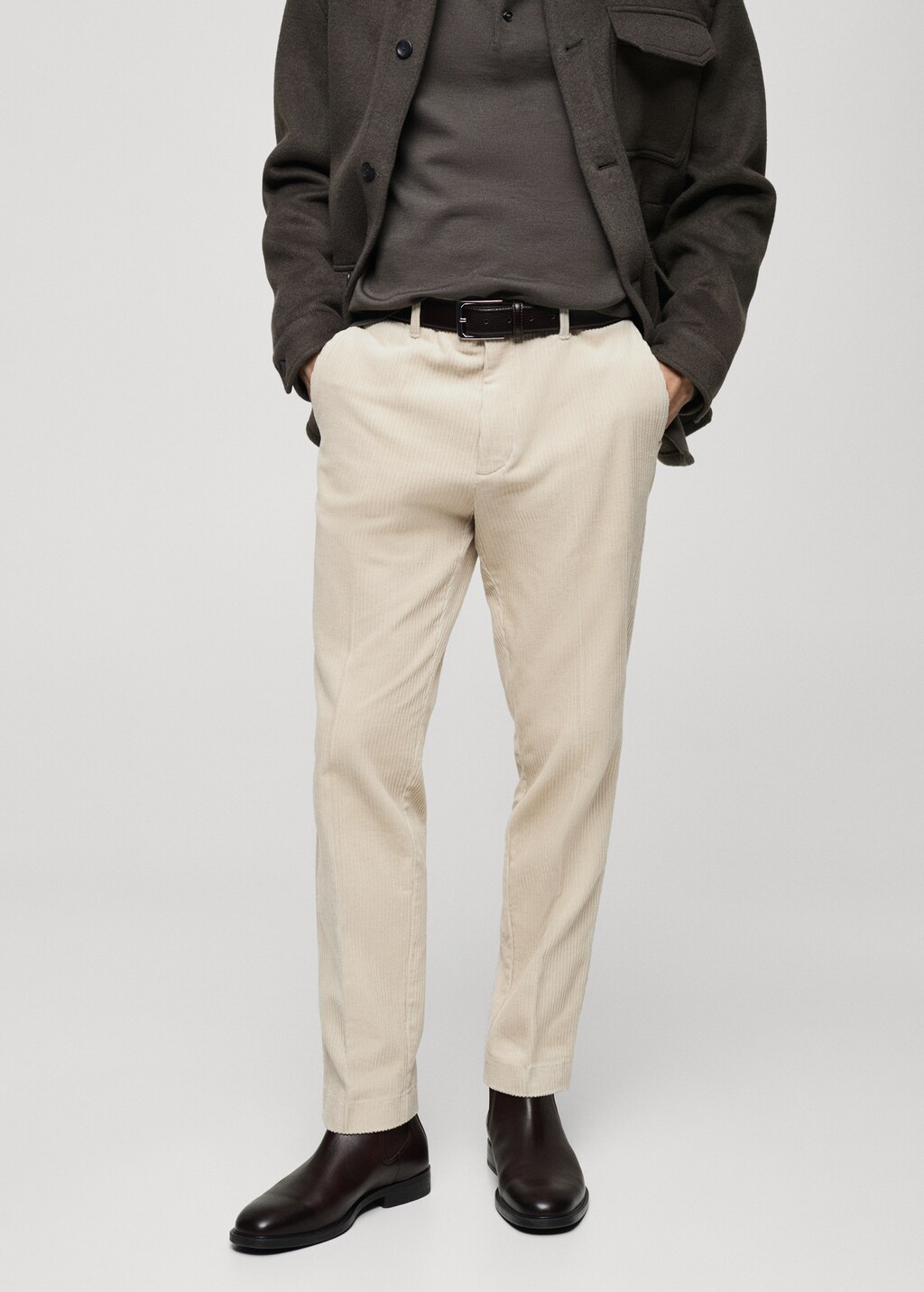 Corduroy regular-fit trousers - Light/Pastel Grey