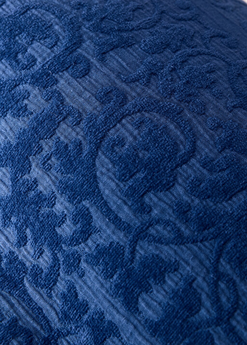 Cushion cover jacquard flowers 30x50 cm - Blue