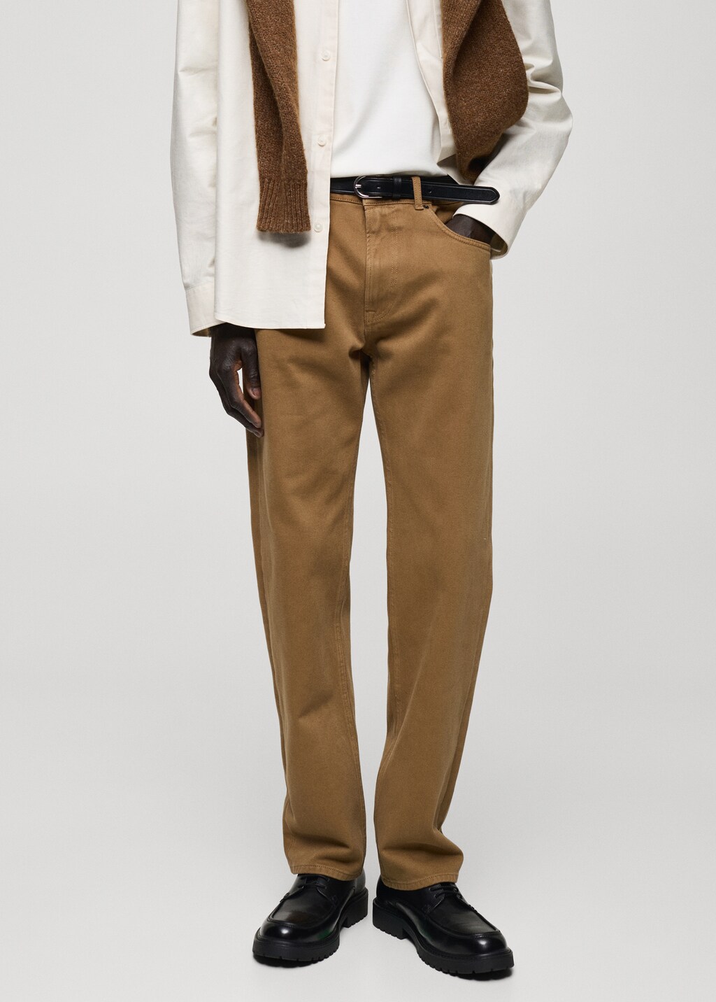 Straight fit cotton jeans - Medium Brown