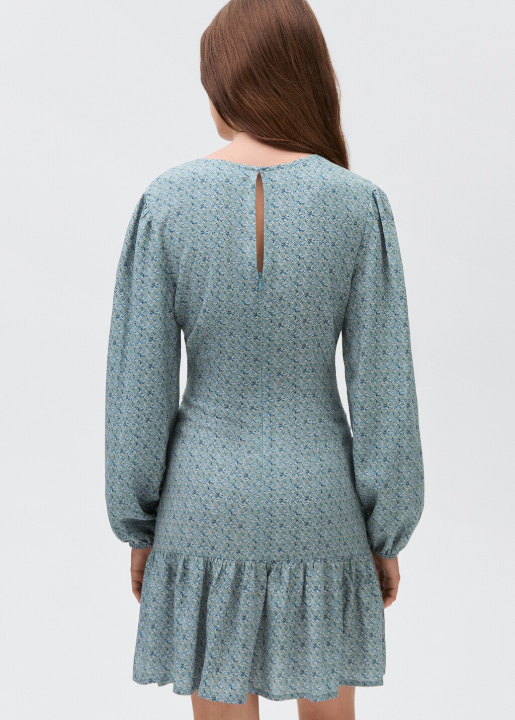 Printed dress with draped detail - Petrol Blue