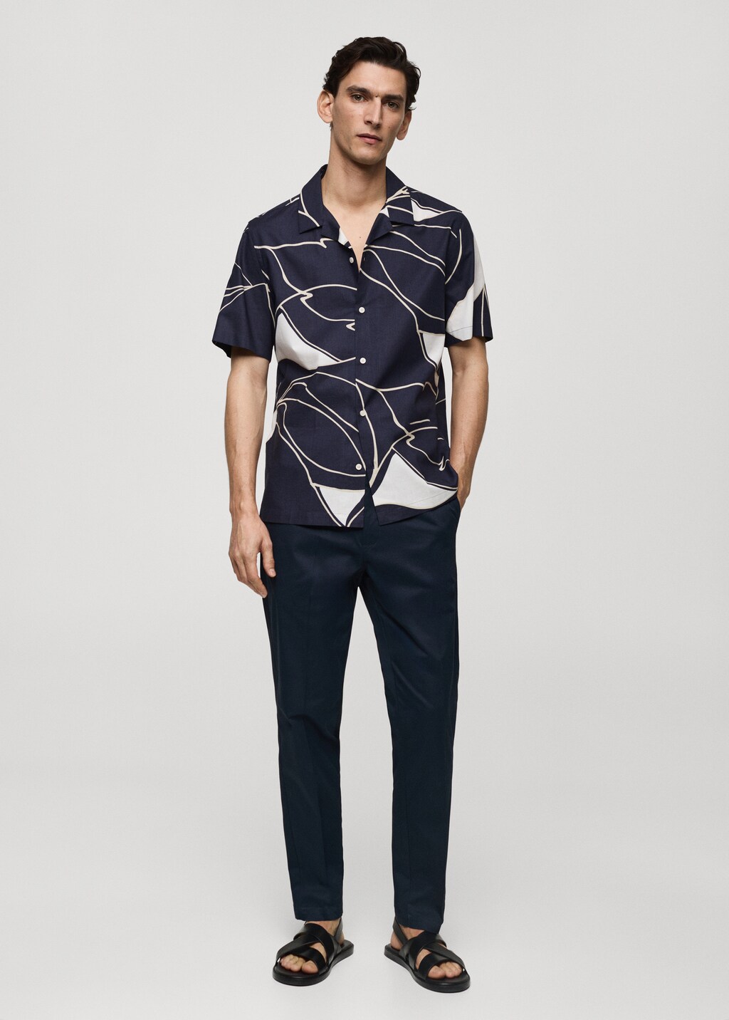100% cotton printed shirt - Dark Navy