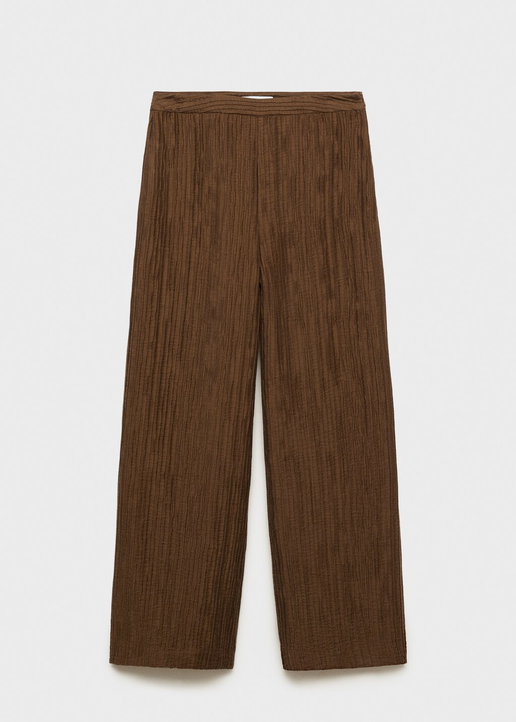 Straight textured trousers - Coffee