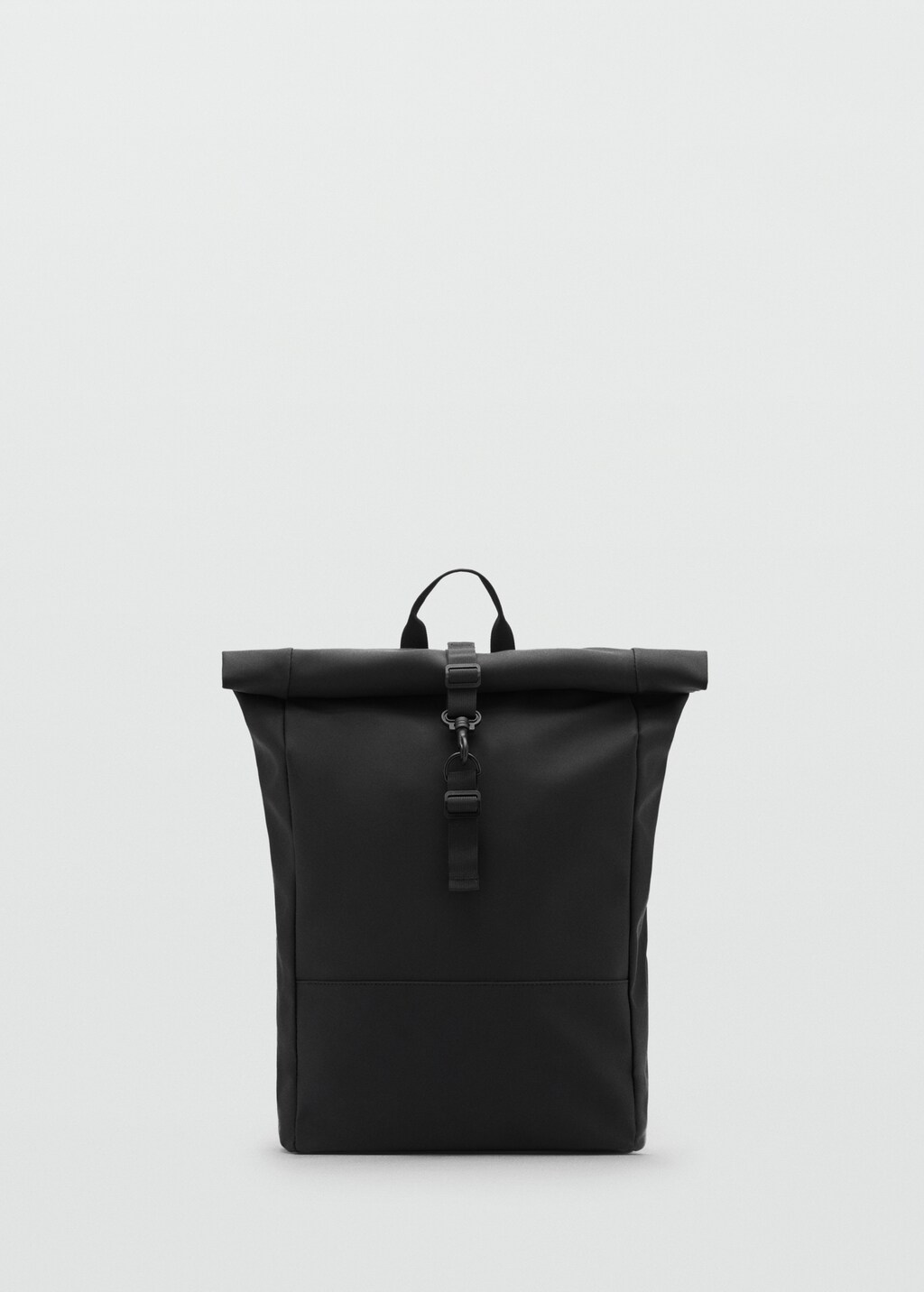 Rubberized backpack with flap closure - Black