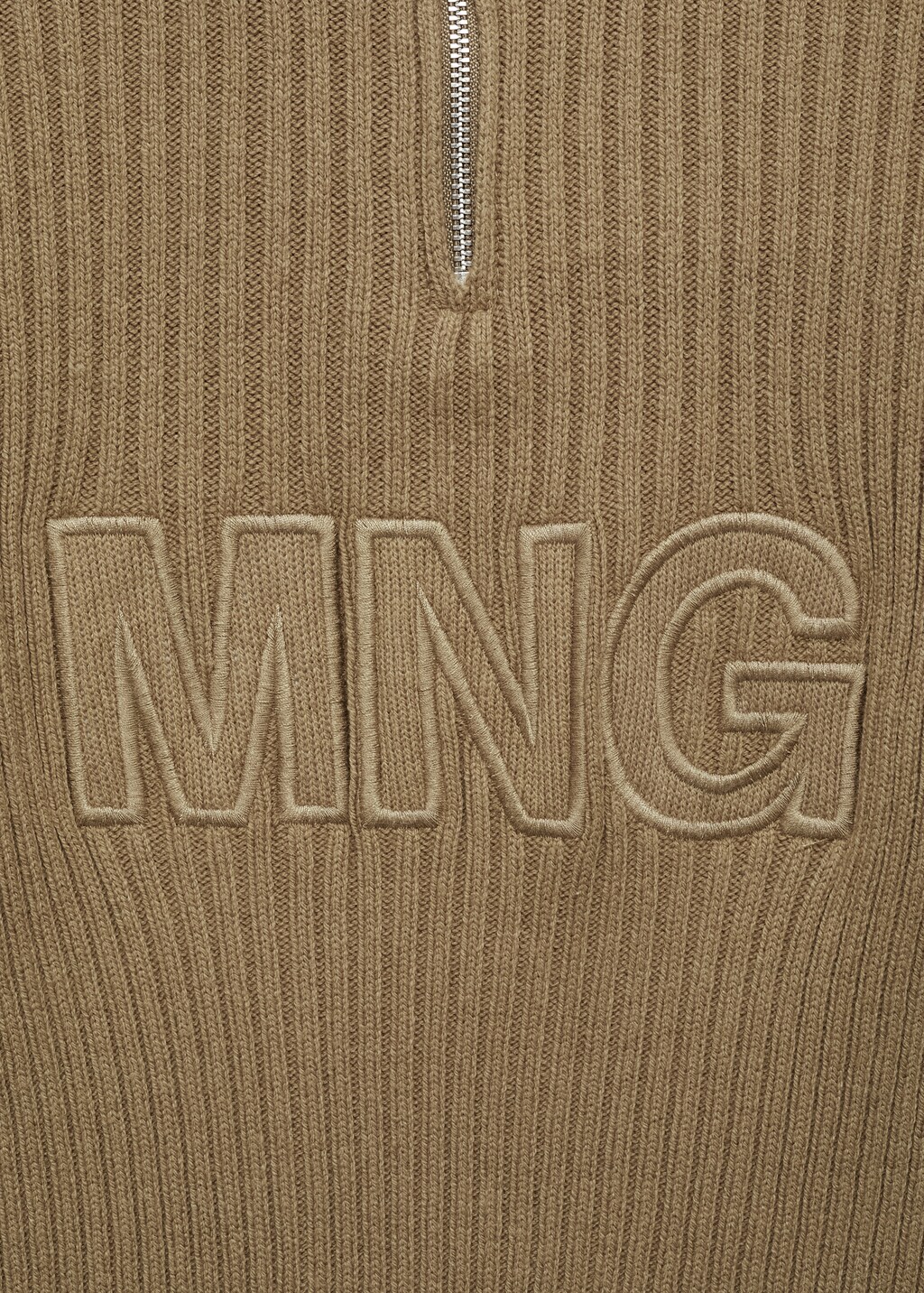 Perkins-neck sweater with logo - Khaki