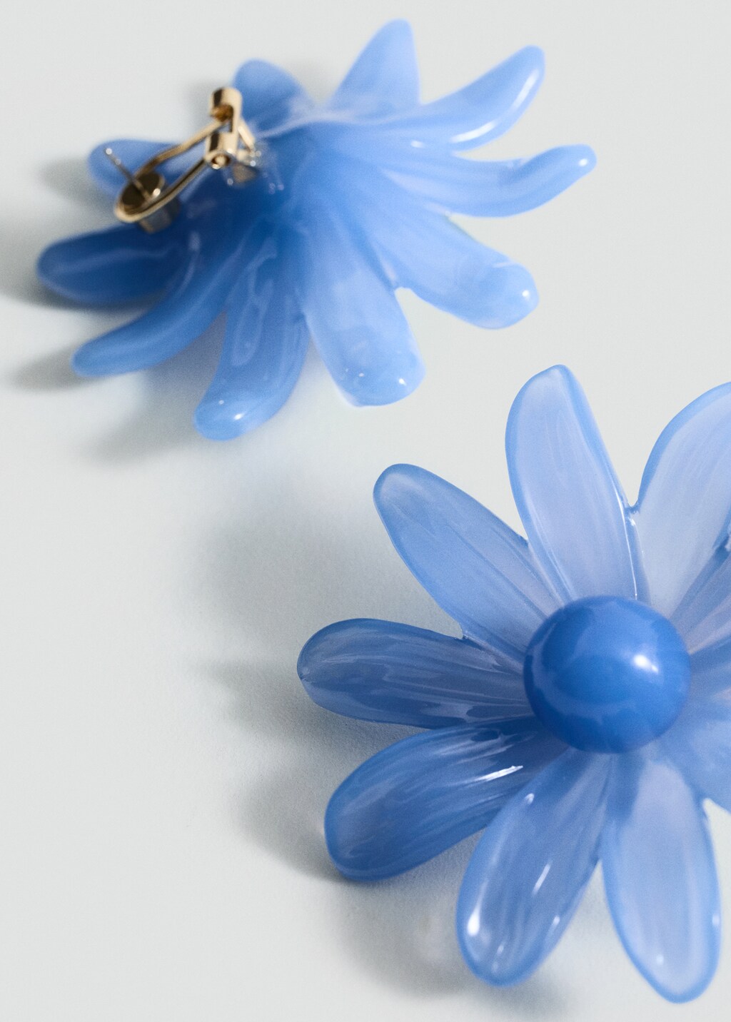 Flower-design earrings - Blue