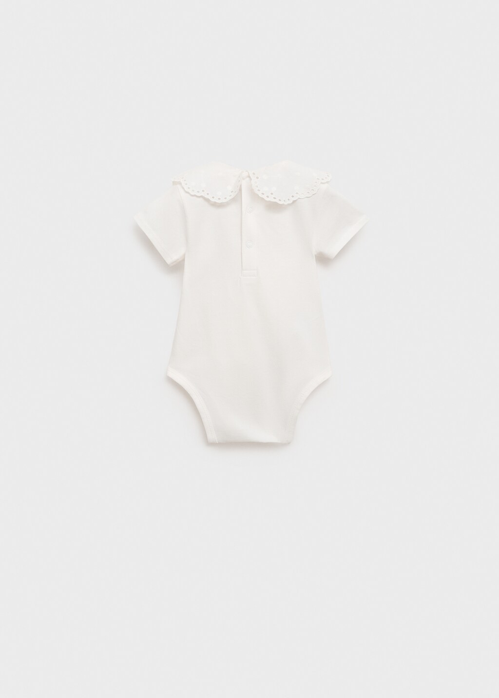Cotton bodysuit with embroidered collar - Off White