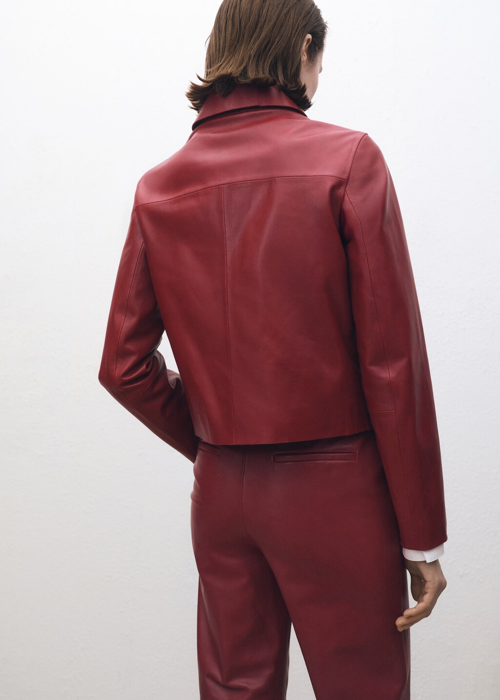 Buttoned leather jacket - Black