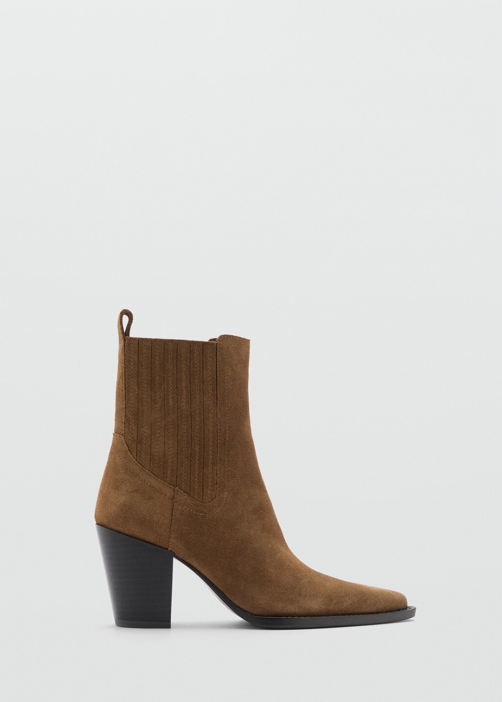 Suede block-heel boots - Tobacco Brown