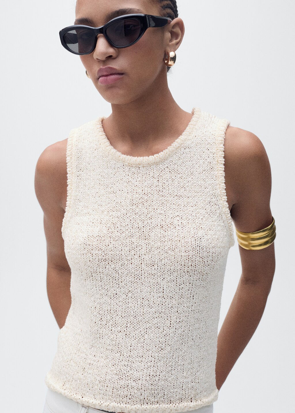 Crochet top with straps - Ecru