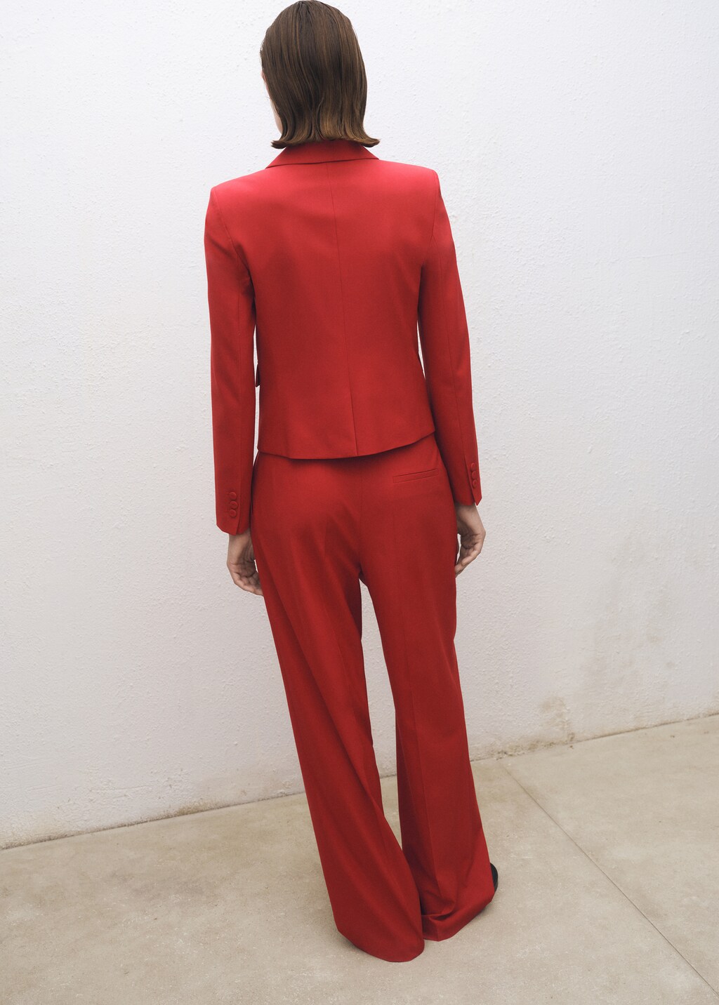 Wideleg wool-blend suit trousers - Red