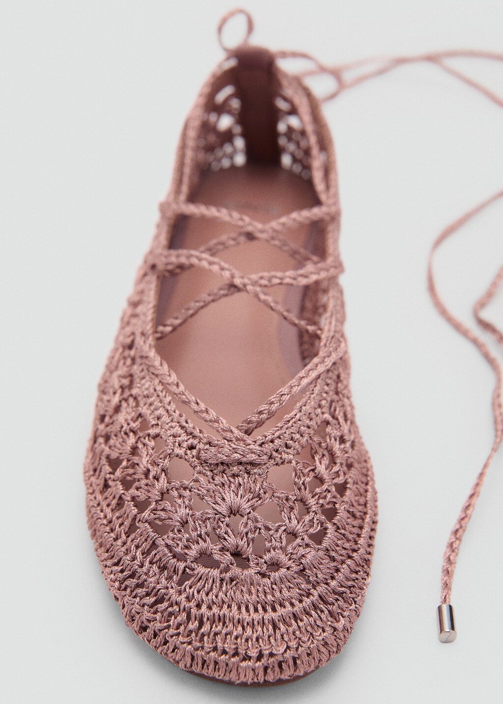 Crochet ballerina flats with strips - Pink