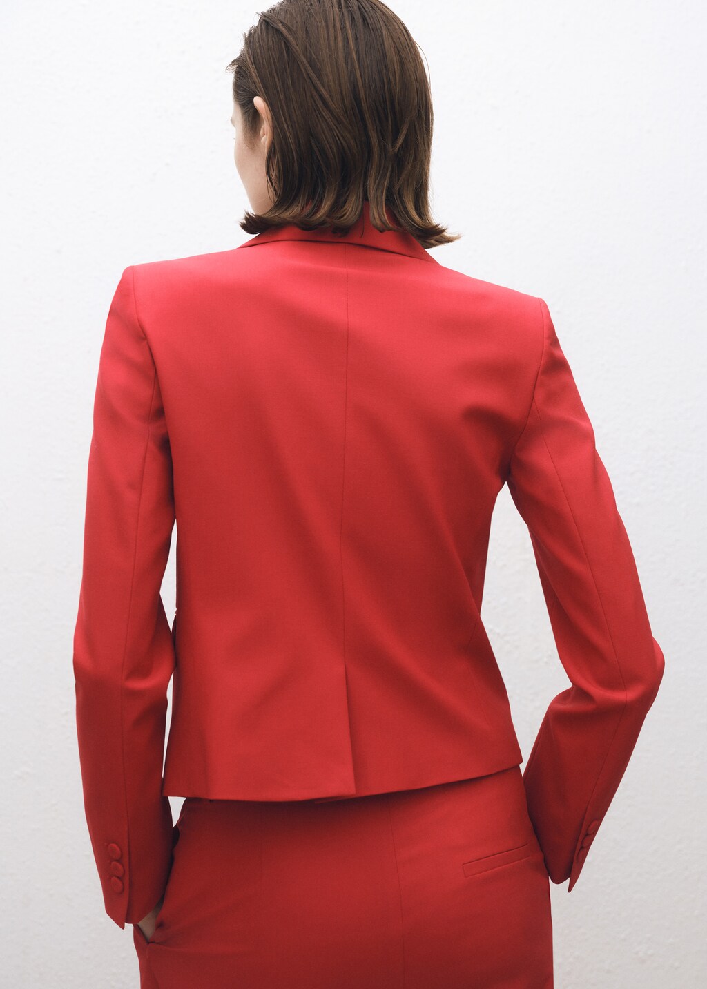 Wool-blend suit jacket - Red