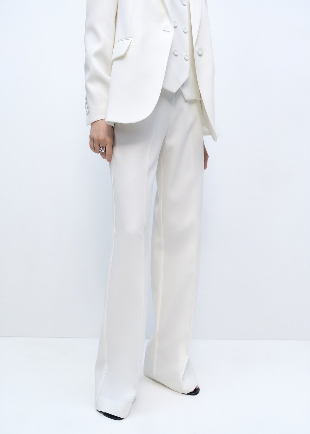 Wideleg suit trousers - Black