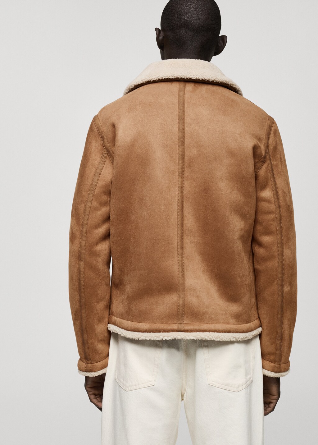 Double face jacket with sheepskin details - Medium Brown